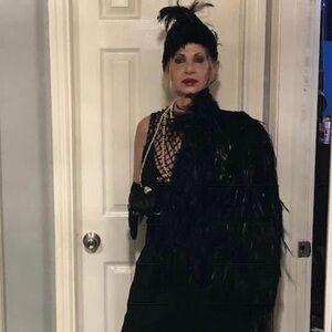 Chic Black Feathered Women's Cape